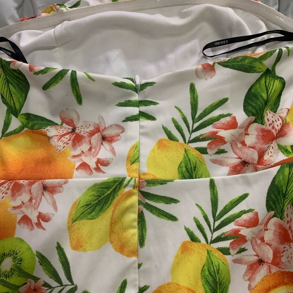 Forever 21 Citrus Print Off The Shoulder Mini Dress Small - Picture 6 of 7